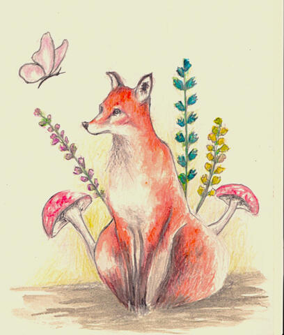 Fox and flowers
