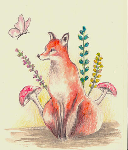 Fox and flowers Fox and flowers