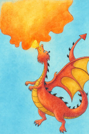 Dragon breathing fire